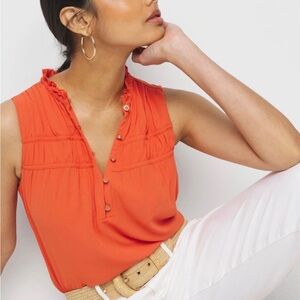 White House Black Market Vibrant Orange Blouse